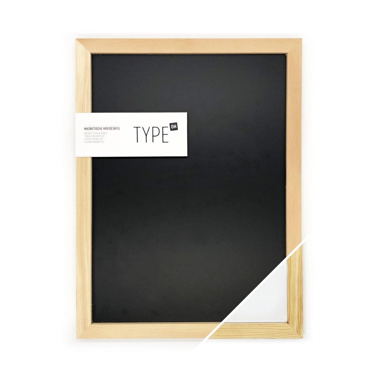 Magnetische Kreidetafel mit Holzrahmen (30x40cm) -Schwarz-Weiß - TYPE OH